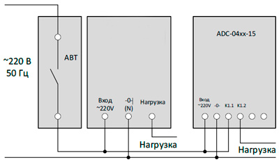 Рис.1. Схема подключения таймера астрономического ADC-0411-15