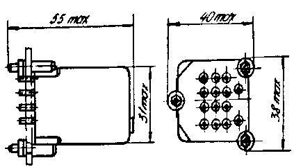 Рис.1. Габаритный чертеж реле РЭН 33