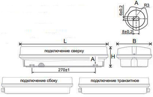 Рис.1. Схема светильников ДПП06У, ЛПП06У